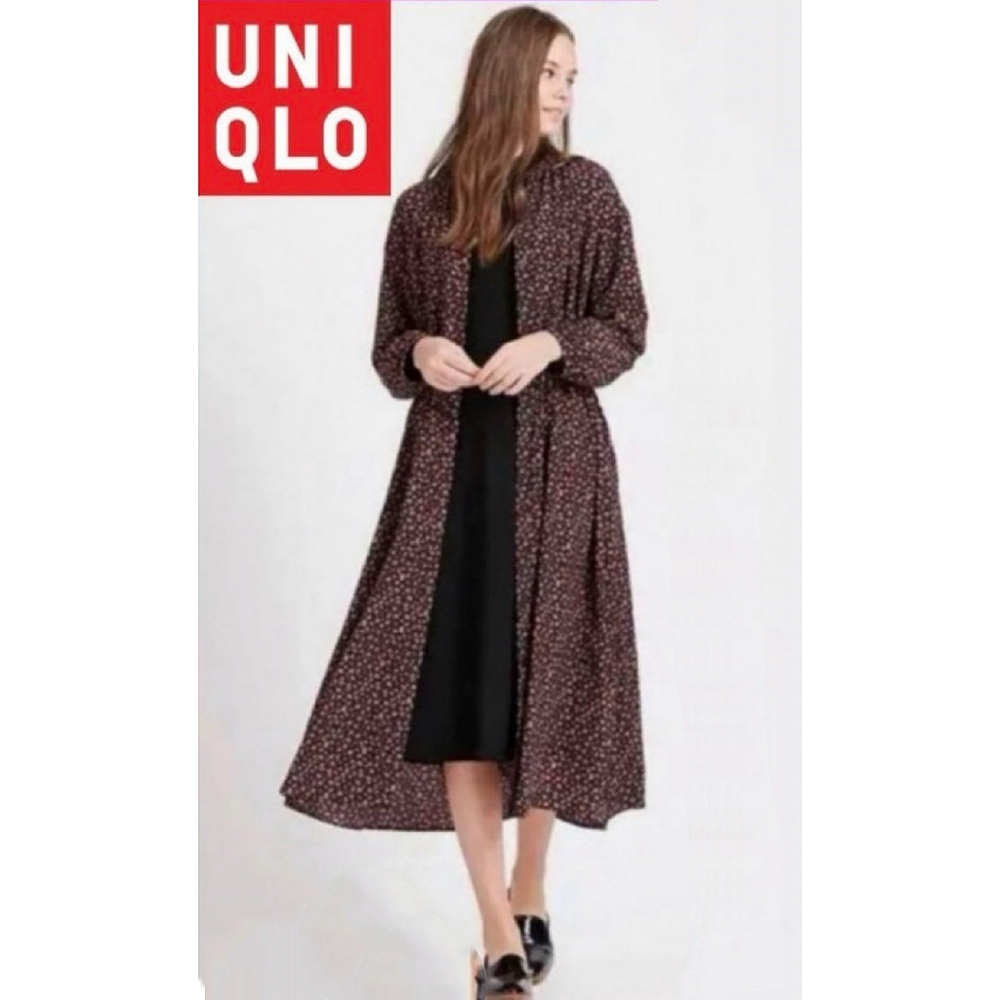 New UNIQLO Floral Midi Long Shirt Dress Sz S